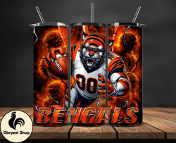 cincinnati bengals tumbler wrap glow, nfl logo tumbler png, nfl design png, design by obryant shop-07