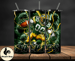 green bay packers tumbler wrap glow, nfl logo tumbler png, nfl design png, design by obryant shop-12