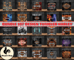 bundle 107 design harley tumbler wrap,harley davidson png, harley davidson logo, design by obryant shop 108