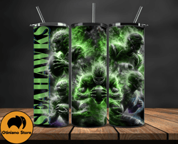 seattle seahawks glow tumbler wraps, , nfl logo,, nfl sports, nfl design png, design byevan  27