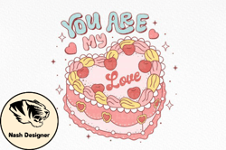 Retro Valentine Heart Cake Sublimation Design 86