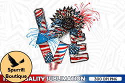 love 4th of july fireworks sunflower png design 59