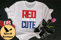 red white cute t-shirt design design 94