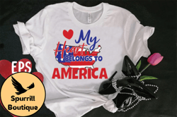 my heart belongs to america t-shirt design 113