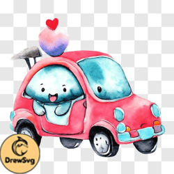 fun and playful pink car with ice cream cone png design 182