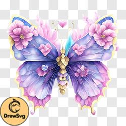 beautiful butterfly with pink and purple wings png design 189