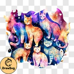 colorful cat galaxy png design 275