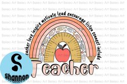 teacher rainbow retro sublimation png