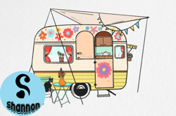 hand drawn vintage camping trailer