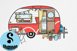 hand drawn vintage camping trailer