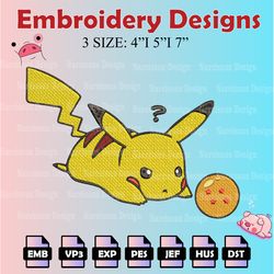 pokemon pikachu embroidery designs, pikachu logo embroidery files,  machine embroidery pattern, digital download