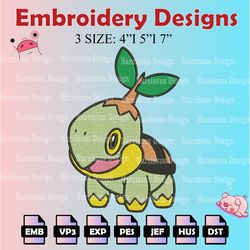 pokemon turtwig embroidery designs, turtwig logo embroidery files,  machine embroidery pattern, digital download