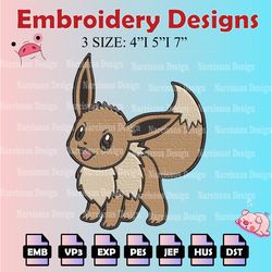 pokemon eevee embroidery designs, eevee logo embroidery files,  machine embroidery pattern, digital download