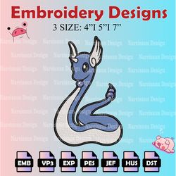 pokemon dragonair embroidery designs, dragonair logo embroidery files,  machine embroidery pattern, digital download