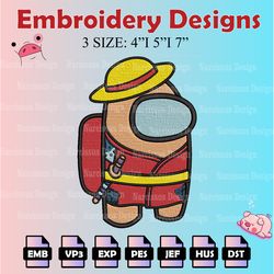 among us embroidery designs, among us one piece embroidery files, cartoon machine embroidery pattern, digital download