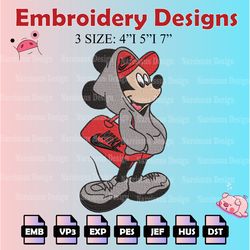 mickey embroidery designs, mickey nike embroidery files, disney machine embroidery pattern, digital download