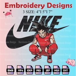 son goku and nike embroidery designs, dragon ball logo embroidery files,  machine embroidery pattern, digital download