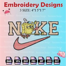 nike spongebob squarepants lew lew embroidery designs, embroidery files,  machine embroidery pattern, digital download