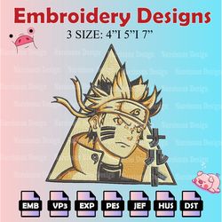 naruto machine embroidery pattern, uzumaki naruto embroidery designs, boruto logo embroidery, digital download