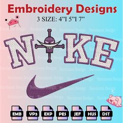 nike whitebeard pirate machine embroidery pattern, one piece embroidery designs, logo embroidery files, digital download