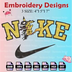 nike pikachu venom embroidery designs, pokemon logo embroidery files,  machine embroidery pattern, digital download