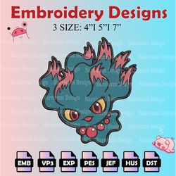 pokemon-misdreavus embroidery designs, pokemon logo embroidery files, machine embroidery pattern, digital download