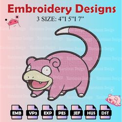 pokemon slowpoke embroidery designs, pokemon logo embroidery files, machine embroidery pattern, digital download
