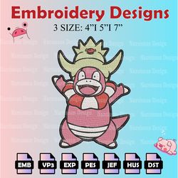 pokemon slowking embroidery designs, pokemon logo embroidery files, anime machine embroidery pattern, digital download