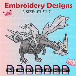 pokemon kyurem embroidery designs, pokemon logo embroidery files, kyurem machine embroidery pattern, digital download