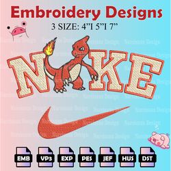 nike charmeleon machine embroidery pattern, one piece embroidery designs, anime logo embroidery files, digital download