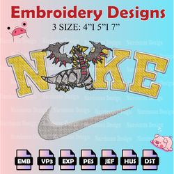 nike pokemon giratina embroidery designs, logo embroidery files, giratin machine embroidery pattern, digital download