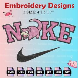 nike pokemon slowpoke embroidery designs, pokemon logo embroidery files, machine embroidery pattern, digital download