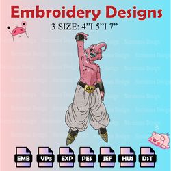 kid buu embroidery designs, dragon ball logo embroidery files, anime machine embroidery pattern, digital download