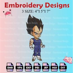 vegeta embroidery designs, dragon ball logo embroidery files, anime machine embroidery pattern, digital download