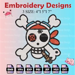 one piece machine embroidery pattern,  jolly roger  embroidery designs, logo embroidery files, digital download