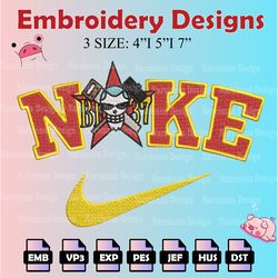 one piece machine embroidery pattern, nike franky embroidery designs, robin logo embroidery files, digital download