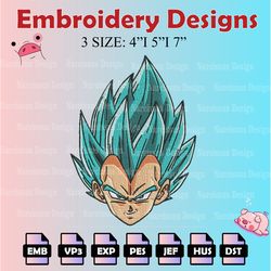 nike vegeta machine embroidery pattern, dragon ball embroidery designs, anime logo embroidery files, digital download