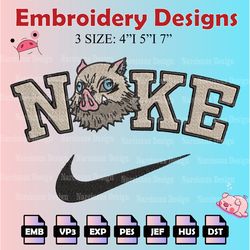 nike hashibira inosuke embroidery pattern, digital download, demon slayer embroidery designs, anime logo embroidery file