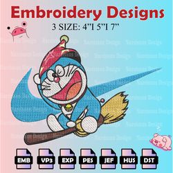 nike doraemon the witch embroidery pattern, doraemon embroidery designs, logo embroidery files, digital download