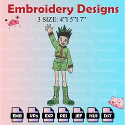 gon freecss machine embroidery pattern, hunter x hunter embroidery designs, logo embroidery files, digital download