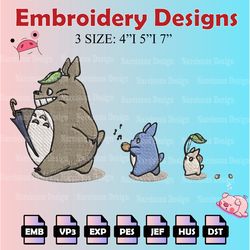 totoro machine embroidery pattern, totoro embroidery designs, anime logo embroidery files, digital download