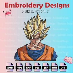 dragon ball son goku embroidery designs, son goku ogo embroidery files,  machine embroidery pattern, digital download