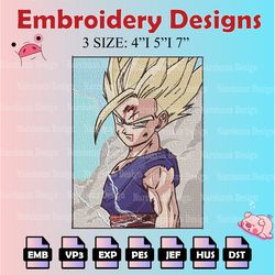 dragon ball embroidery designs, son gohan logo embroidery files, anime machine embroidery pattern, digital download