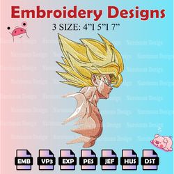 dragon ball embroidery designs, son goku logo embroidery files, anime machine embroidery pattern, digital download