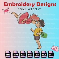 ponyo embroidery pattern, digital download, ponyo embroidery designs, anime logo embroidery files