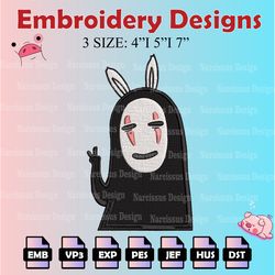 faceless embroidery pattern, digital download, sen and chihiro embroidery designs, anime logo embroidery files