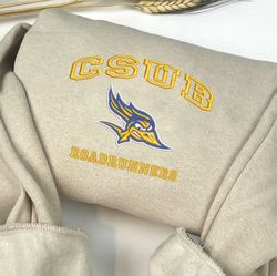 csub roadrunners embroidered crewneck, ncaa embroidered sweatshirt, inspired embroidered sport hoodie, unisex tshirt