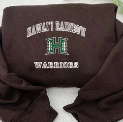 hawaii rainbow warriors embroidered crewneck, ncaa embroidered sweatshirt, embroidered sport hoodie, unisex tshirt