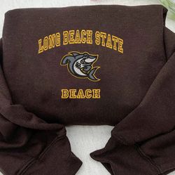 long beach state beach embroidered crewneck, ncaa embroidered sweatshirt, embroidered sport hoodie, unisex tshirt