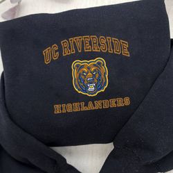 uc riverside highlanders embroidered crewneck, ncaa embroidered sweatshirt, embroidered sport hoodie, unisex tshirt